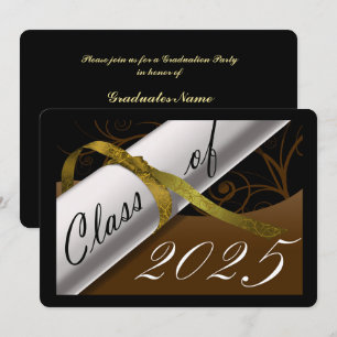 Brown and Gold Graduation Party Invitation