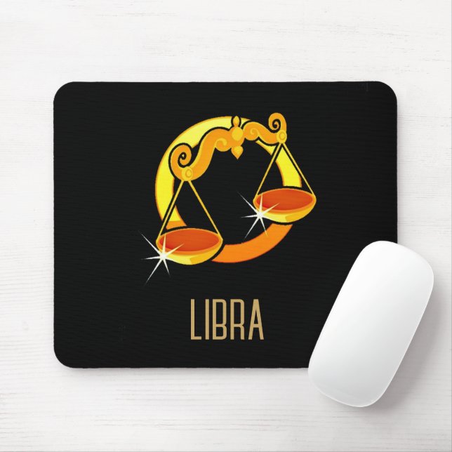 Brown and gold Libra zodiac sign black Mouse Pad (With Mouse)