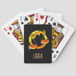 Brown and gold Libra zodiac sign black Playing Cards