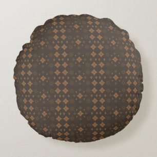Brown and Gold Retro Vibes Round Pillow