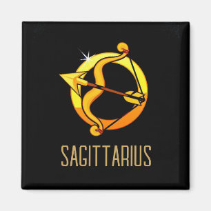 Brown and gold Sagittarius zodiac sign black Magnet