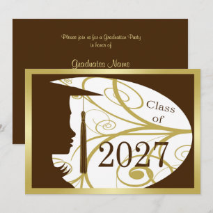 Brown and Gold Silhouette 2027 Graduation Party Invitation
