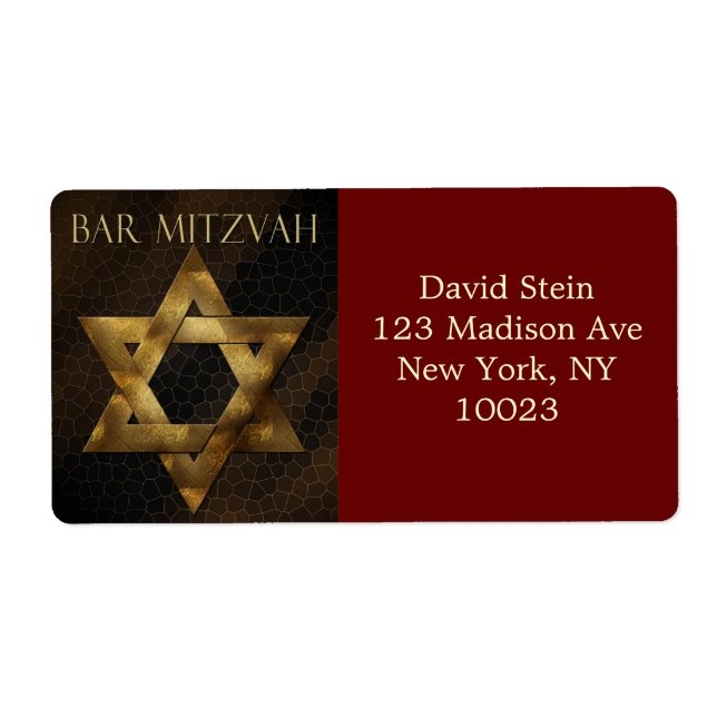 Brown and Gold Star of David address labels (Front)