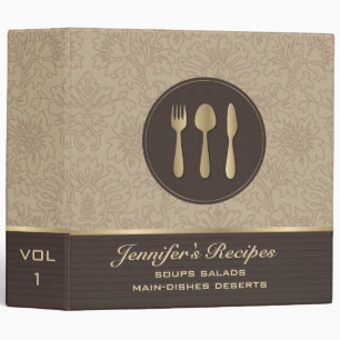 Brown And Gold Tones Vintage Damasks Recipes Binder