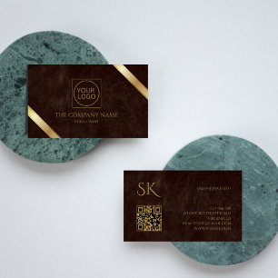 Brown and Golden Stripe Luxury  Business Card