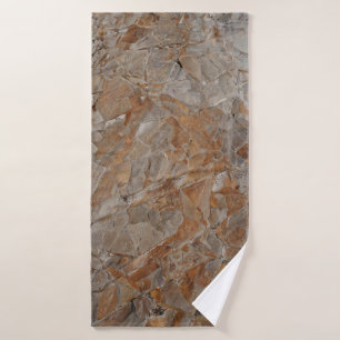 Brown and gray concrete frame bath towel