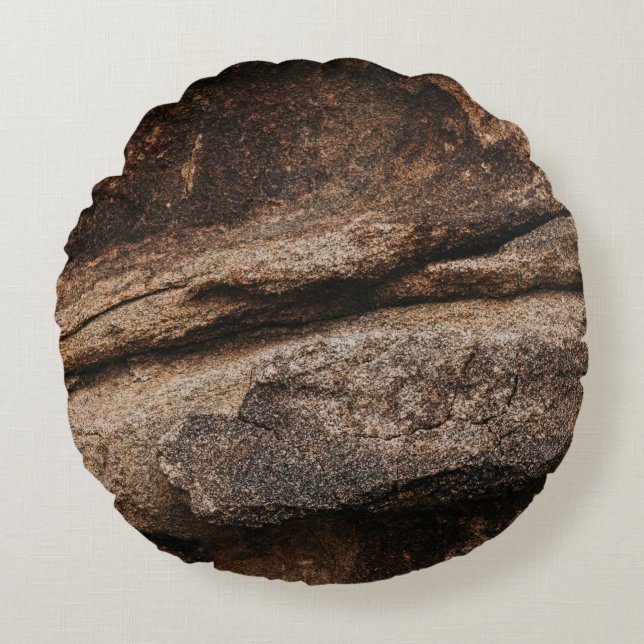 Brown and gray rock formation round pillow (Front)