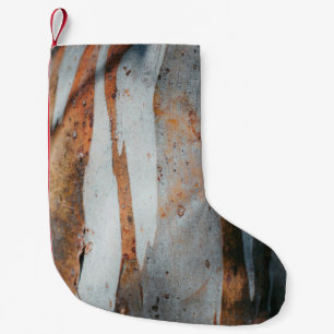 Brown and gray tree trunk small christmas stocking