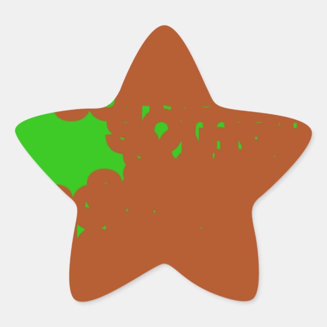 brown and green abstract art star sticker (Front)