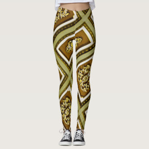 Brown and Green Architecture  Leggings