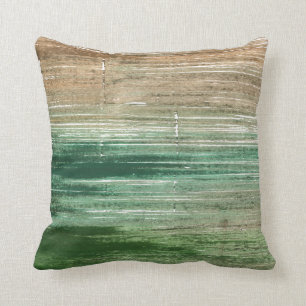 Brown and green art throw pillow