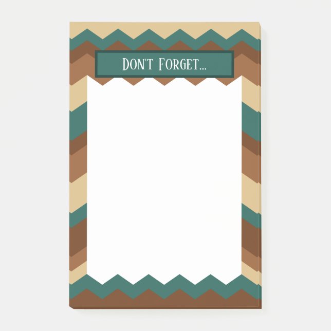 Brown and Green Chevron Pattern Reminder Post-it Notes (Front)