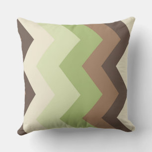 Brown and green chevron Pattern Throw Pillow
