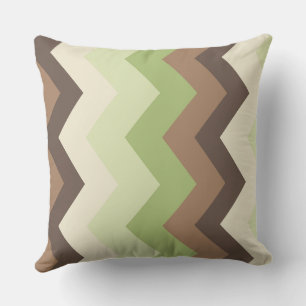 Brown and green chevron Pattern Throw Pillow