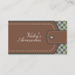 Brown and green leather look and pattern business card