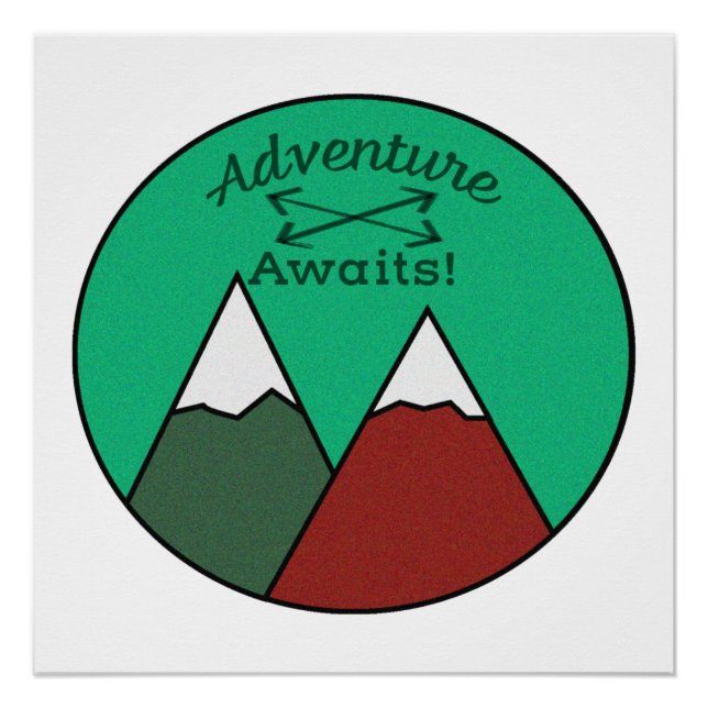 Brown and Green Mountain Design Adventure Awaits Poster (Front)