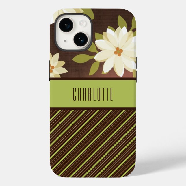 Brown and Green Pretty Flowers Phone Case (Back)