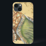 Brown and Green Seashell iPhone 13 Case<br><div class="desc">If you can't get to the beach today, get this classic style image of this unique green and brown seashell today! This seashell by the ocean is surrounded by warm sand in this painting and would go great on any nautical products.</div>
