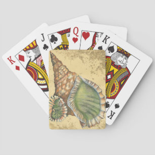 Brown and Green Seashell Playing Cards