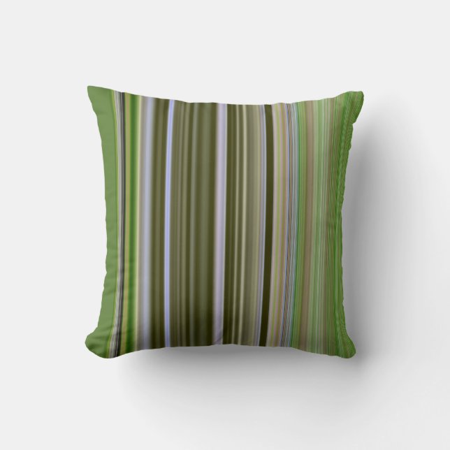 Brown and Green Stripe Throw Pillow (Front)