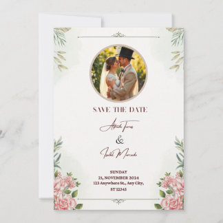 Brown and green watercolour invitation