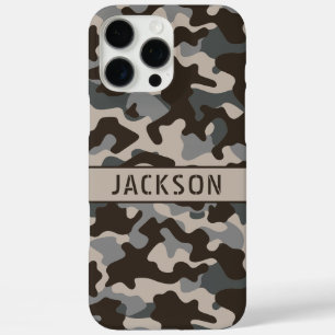 Brown and Grey Camouflage Personalized iPhone 16 Pro Max Case