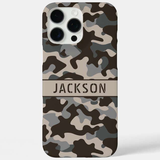 Brown and Grey Camouflage Personalized Case-Mate iPhone Case (Back)