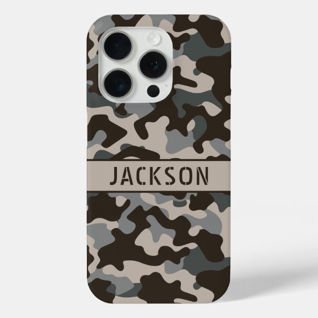 Brown and Grey Camouflage Personalized Case-Mate iPhone Case (Back)