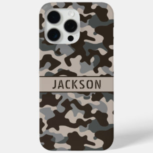 Brown and Grey Camouflage Personalized Case-Mate iPhone 15 Pro Max Case