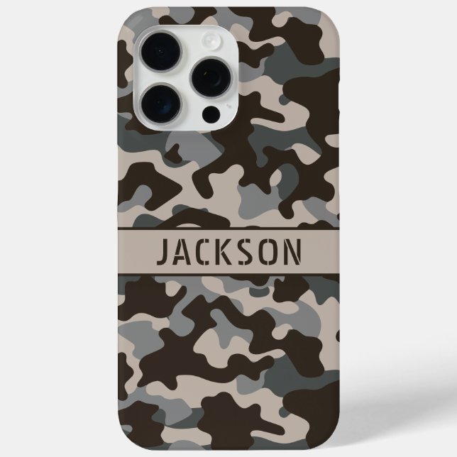 Brown and Grey Camouflage Personalized Case-Mate iPhone Case (Back)