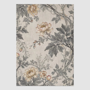 Brown And Grey Floral Design Tissue Paper