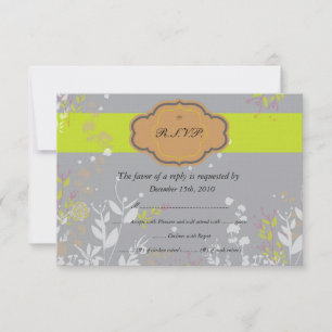 Brown and Grey Floral Wedding RSVP Cards