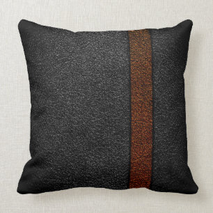 Brown and Grey Leather Throw Pillow