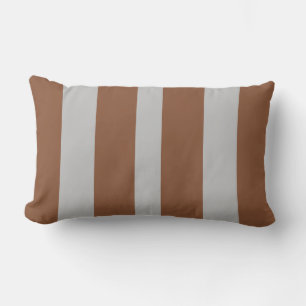 Brown and grey lines stripes lumbar pillow