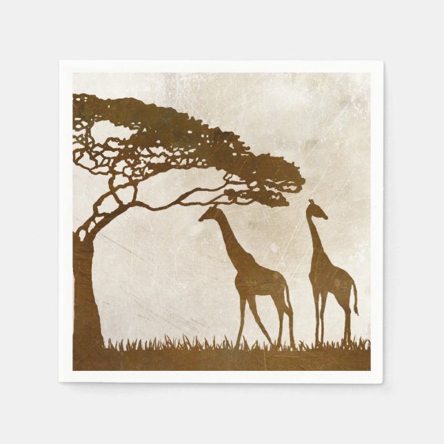 Brown and Ivory African Giraffe Wedding Napkin (Front)