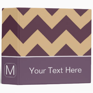 Brown and Lavender Chevron Zigzag. Custom Monogram Binder