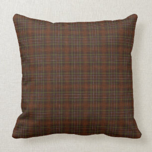 Brown and Mint Green Plaid Cottage Style Throw Pillow