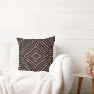 brown and multi colour Nested Squares Tribal Throw Pillow