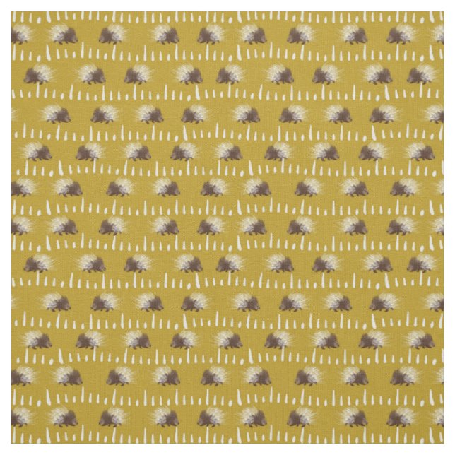 Brown and Mustard Gold Porcupine Patterned Fabric (Swatch)