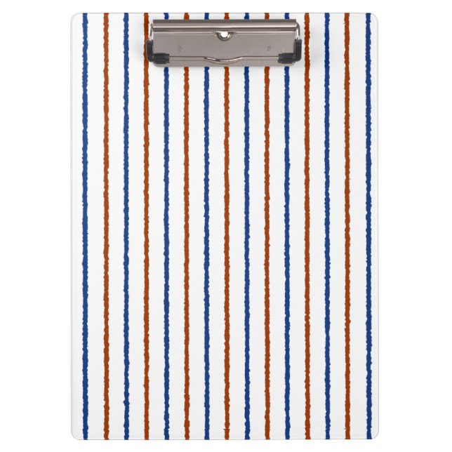 Brown and Navy Blue Stripes with Uneven Lines Clipboard (Front)