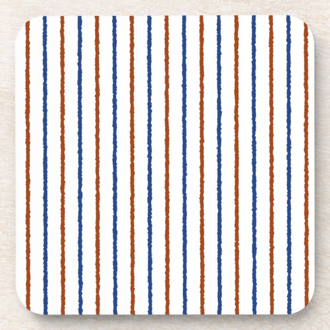Brown and Navy Blue Stripes with Uneven Lines Coaster (Front)