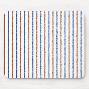 Brown and Navy Blue Stripes with Uneven Lines Mouse Pad