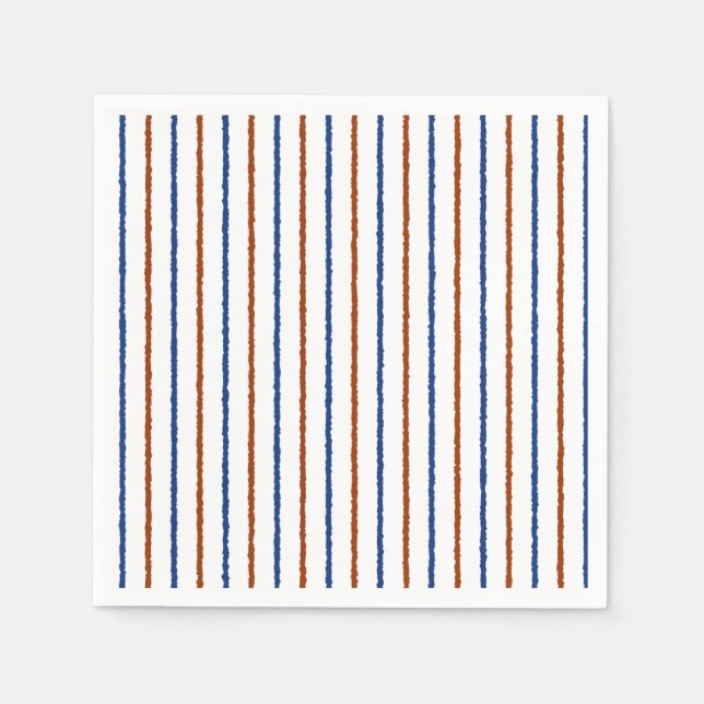 Brown and Navy Blue Stripes with Uneven Lines Napkin (Front)