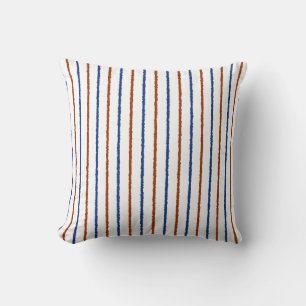 Brown and Navy Blue Stripes with Uneven Lines Throw Pillow