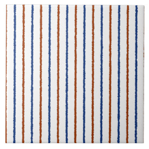 Brown and Navy Blue Stripes with Uneven Lines Tile