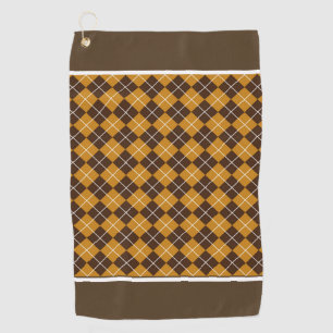 Brown And Orange Argyle  Golf Towel