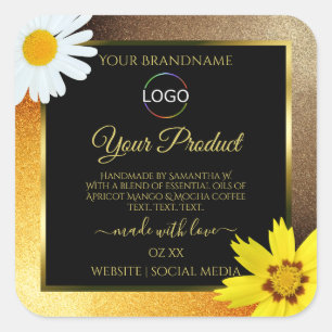 Brown and Orange Glitter Black Product Labels Logo