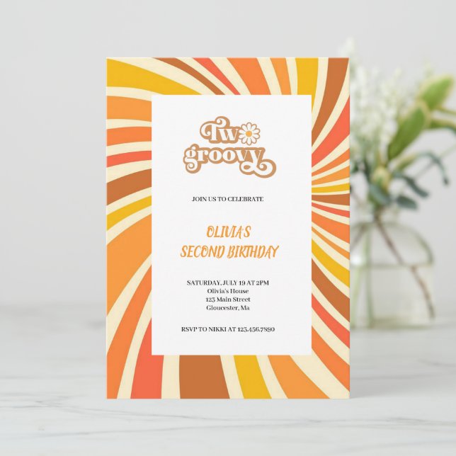 BROWN AND ORANGE GROOVY INVITATION (Standing Front)