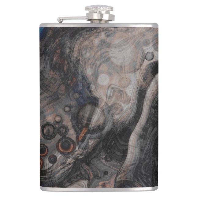 Brown and Orange Modern Art   Hip Flask (Front)