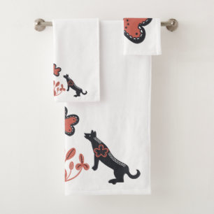 Brown and Pink and Scandinavian Pattern Bath Towel Set